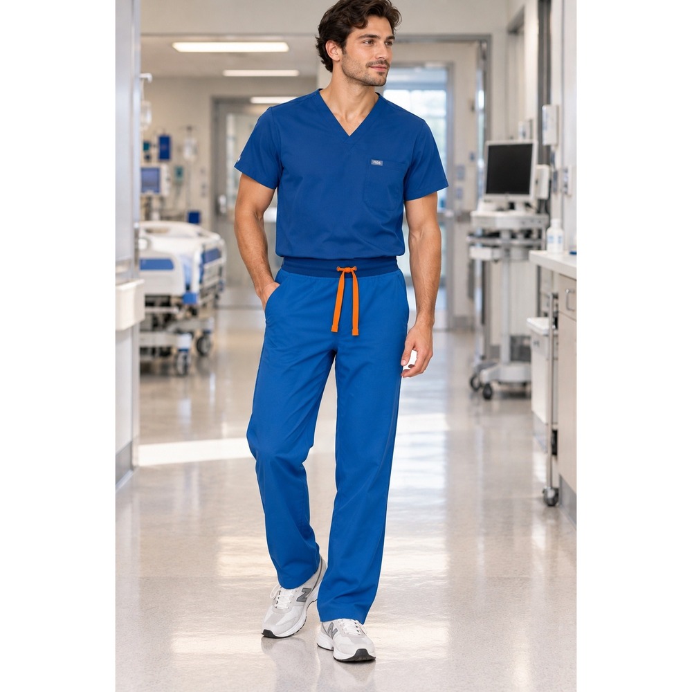 FIGS Technical Collection T21003P Men's Blue Scrub Pants S Stretch Drawstring
